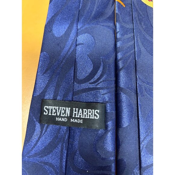 Steven Harris Handmade Blue Christian Necktie With Jesus Fish & Bible Design - Picture 3 of 3